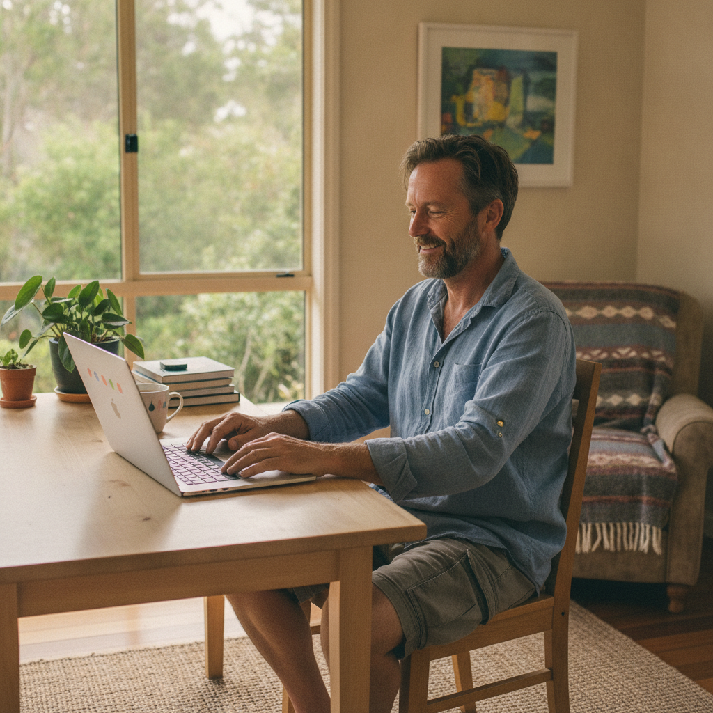 Professional computer clean-out in Chillingham (2484) — a happy New South Wales resident at home with a spotless, fast, quiet machine