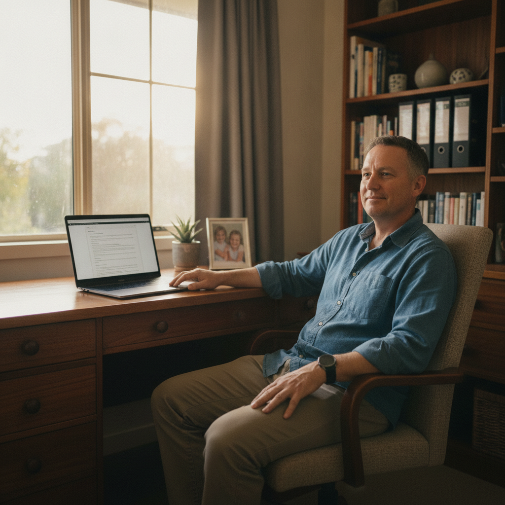 Professional computer clean-out in Clarendon Vale (7019) — a happy Tasmania resident at home with a spotless, fast, quiet machine
