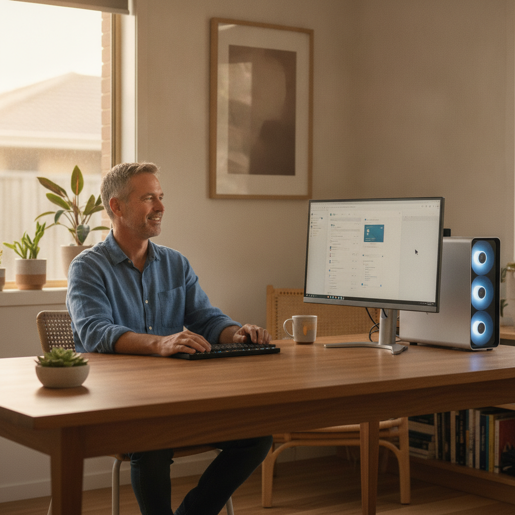 Computer cleaning in Clarkson (6030) — a local resident at home with a clean, fast, dust-free computer running cool and quiet
