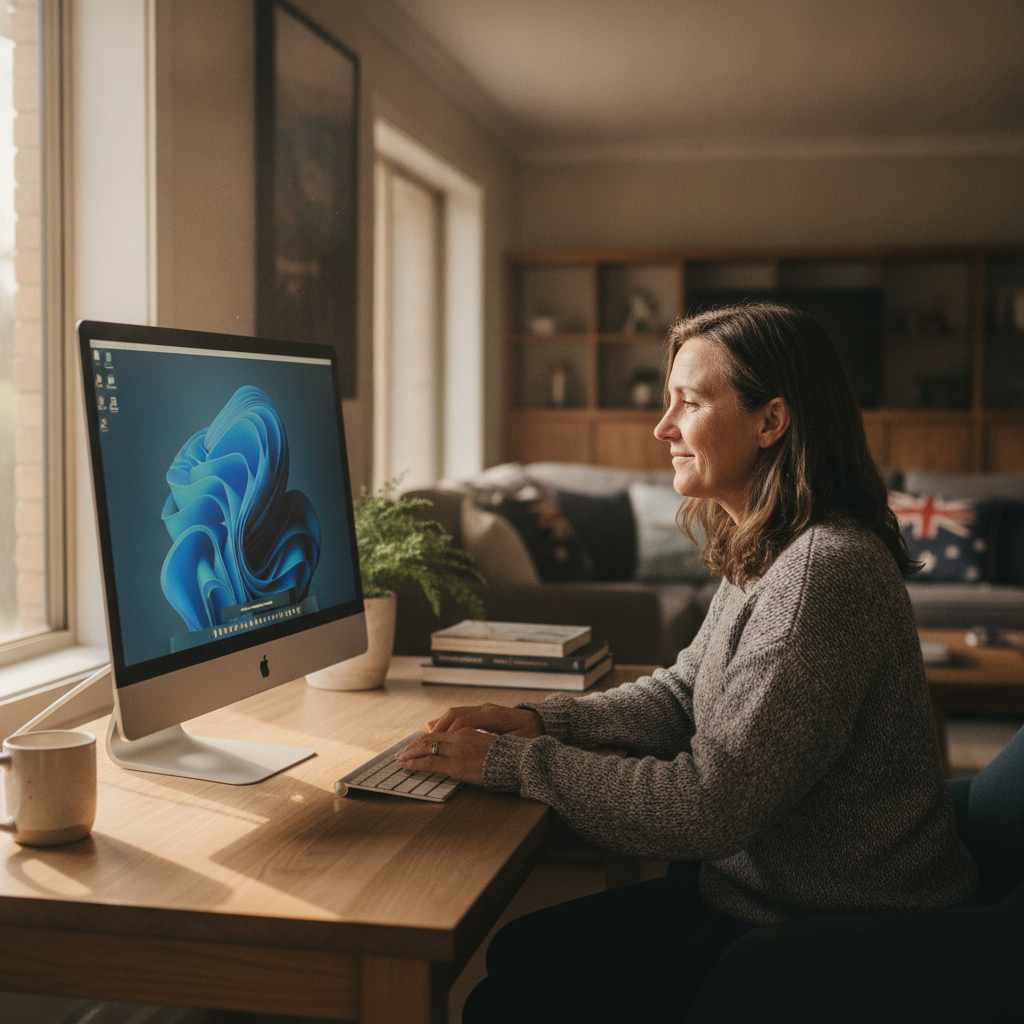 Professional computer clean-out in Clear Creek (2795) — a happy New South Wales resident at home with a spotless, fast, quiet machine