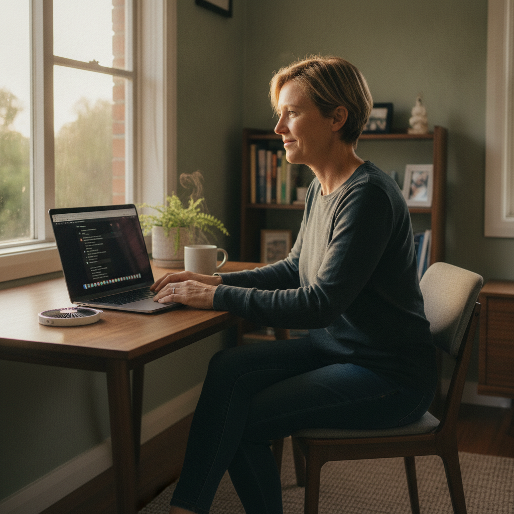 Professional computer clean-out in Clifton (2515) — a happy New South Wales resident at home with a spotless, fast, quiet machine