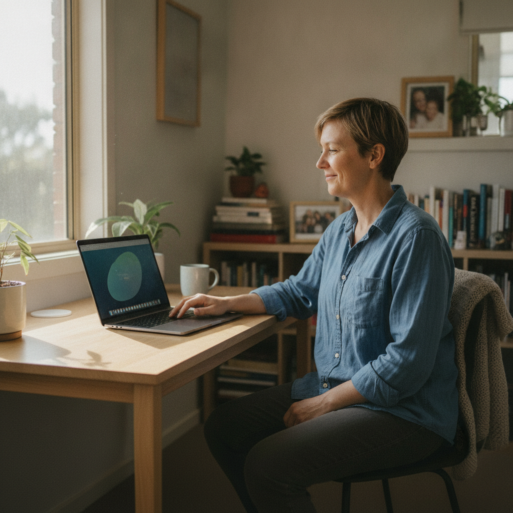 Professional computer clean-out in Coal Point (2283) — a happy New South Wales resident at home with a spotless, fast, quiet machine