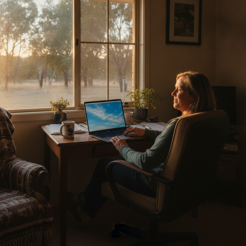 Professional computer clean-out in Cobramunga (2732) — a happy New South Wales resident at home with a spotless, fast, quiet machine