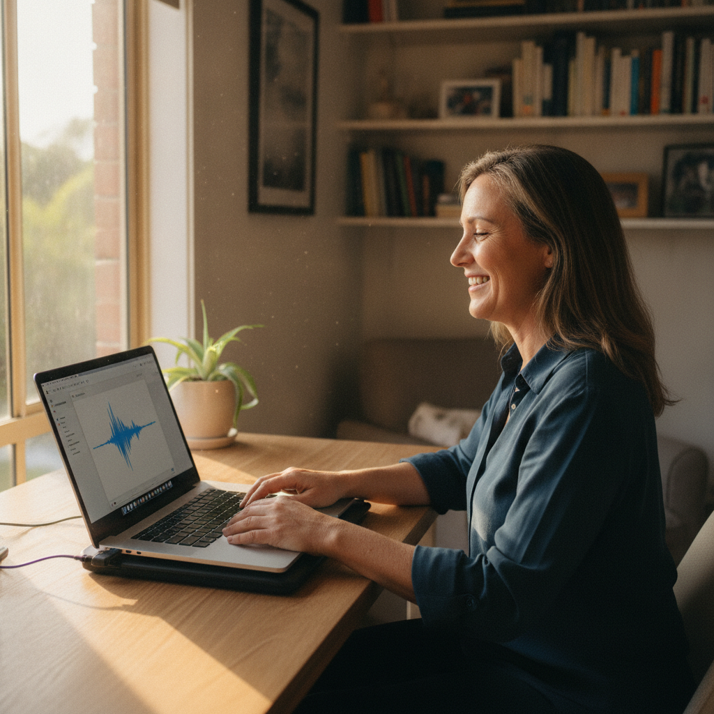 Professional computer clean-out in Coffee Camp (2480) — a happy New South Wales resident at home with a spotless, fast, quiet machine