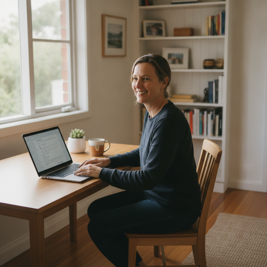 Professional computer clean-out in Collaroy (2097) — a happy New South Wales resident at home with a spotless, fast, quiet machine