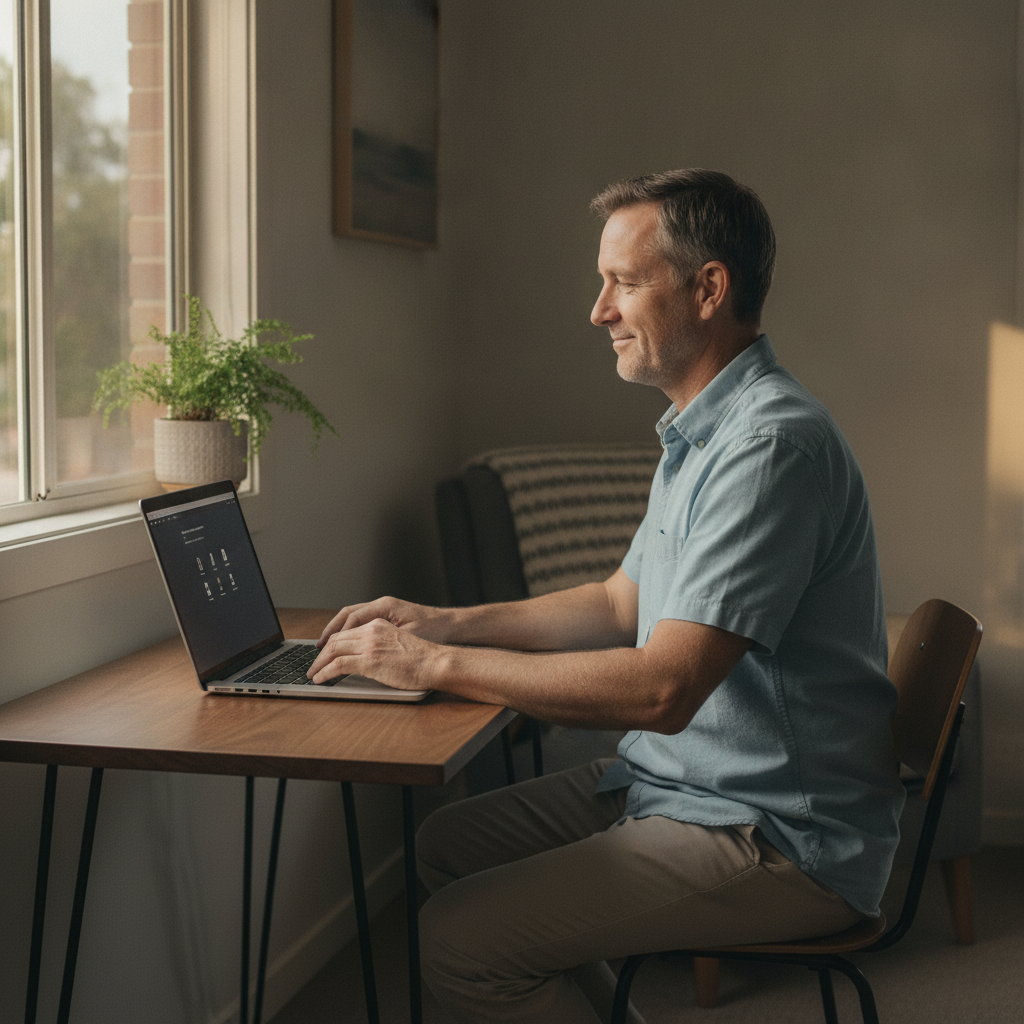 Professional computer clean-out in Collinswood (5081) — a happy South Australia resident at home with a spotless, fast, quiet machine