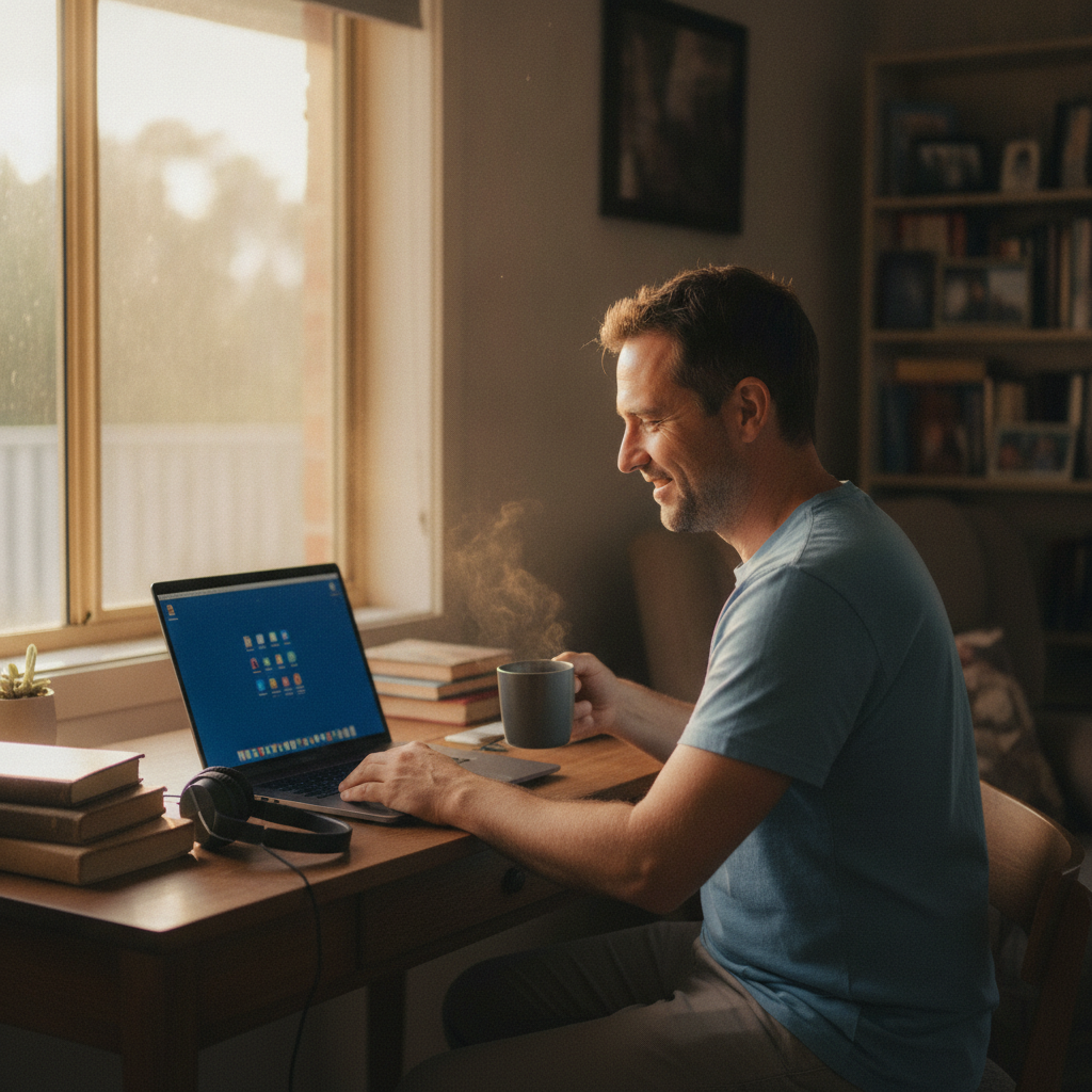 Computer cleaning in Collum Collum (2460) — a local resident at home with a clean, fast, dust-free computer running cool and quiet