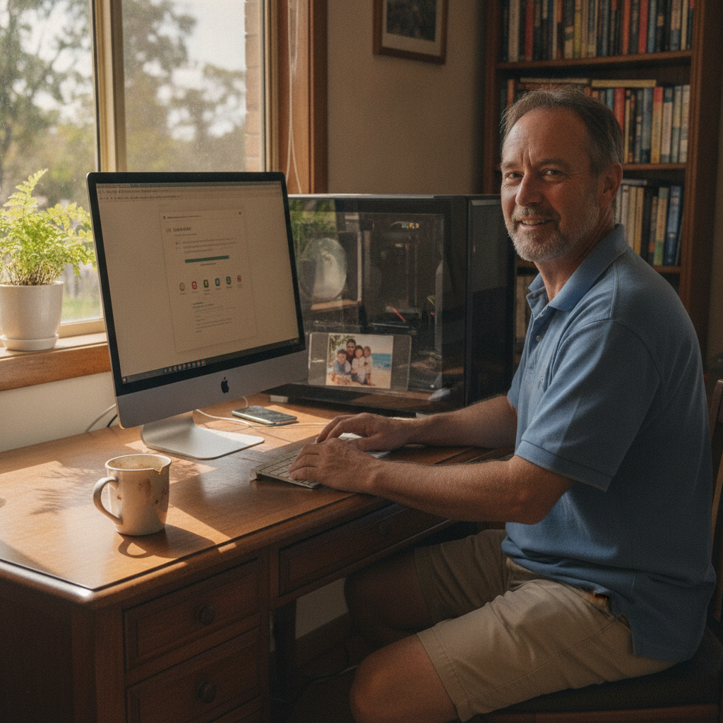 Computer cleaning in Colo (2795) — a local resident at home with a clean, fast, dust-free computer running cool and quiet