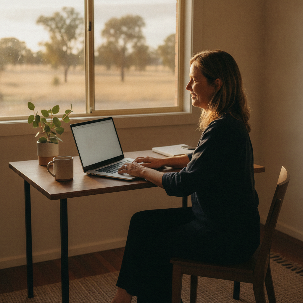 Professional computer clean-out in Come By Chance (2832) — a happy New South Wales resident at home with a spotless, fast, quiet machine