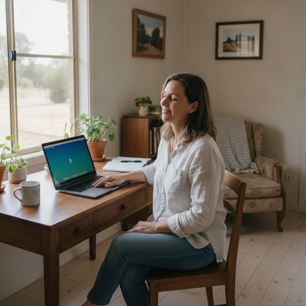 Professional computer clean-out in Cooks Gap (2850) — a happy New South Wales resident at home with a spotless, fast, quiet machine