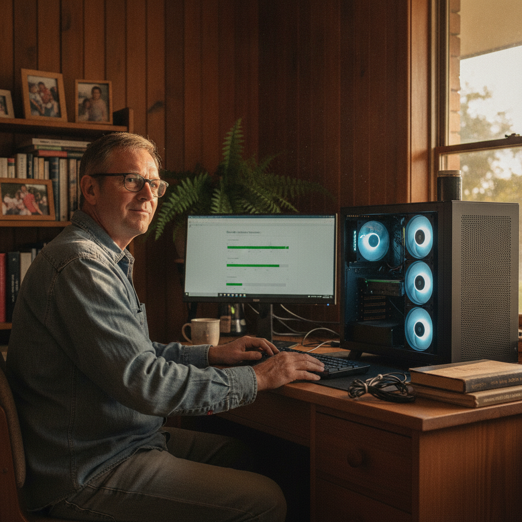 Computer cleaning in Coolbinia (6050) — a local resident at home with a clean, fast, dust-free computer running cool and quiet