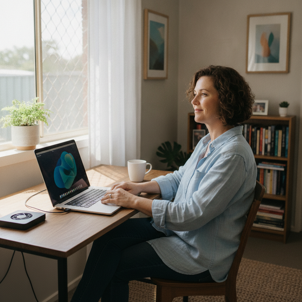 Computer cleaning in Coopers Plains (4108) — a local resident at home with a clean, fast, dust-free computer running cool and quiet