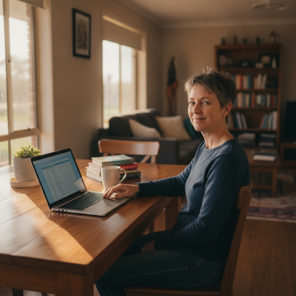 Professional computer clean-out in Copi Hollow (2879) — a happy New South Wales resident at home with a spotless, fast, quiet machine