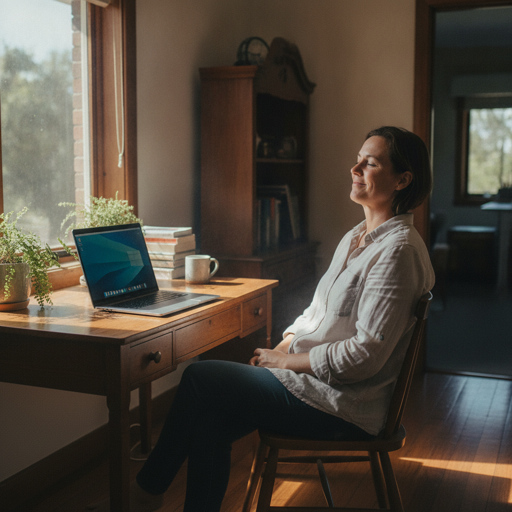 Professional computer clean-out in Coree South (2716) — a happy New South Wales resident at home with a spotless, fast, quiet machine