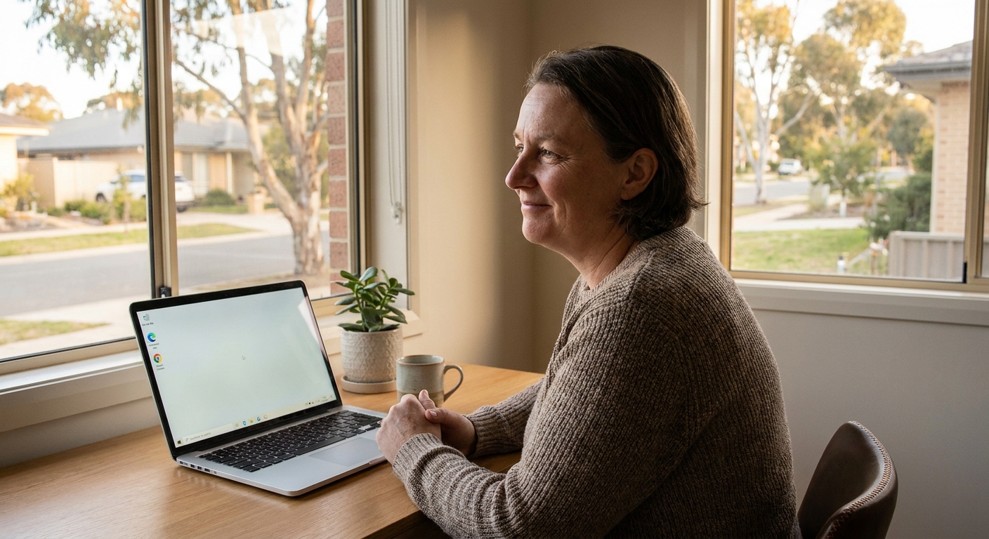 Professional computer clean-out in Crace (2911) — a happy the ACT resident at home with a spotless, fast, quiet machine