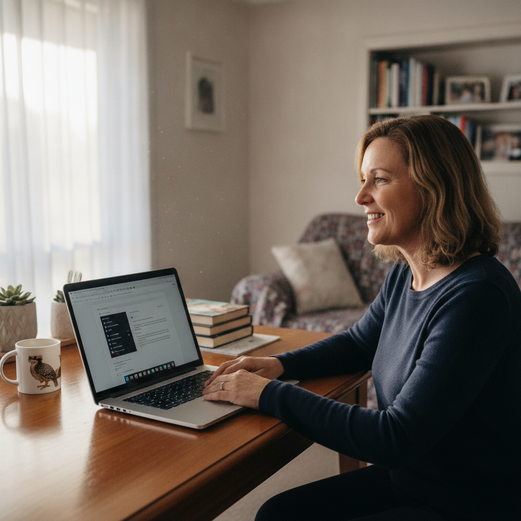 Professional computer clean-out in Craigmore (5114) — a happy South Australia resident at home with a spotless, fast, quiet machine