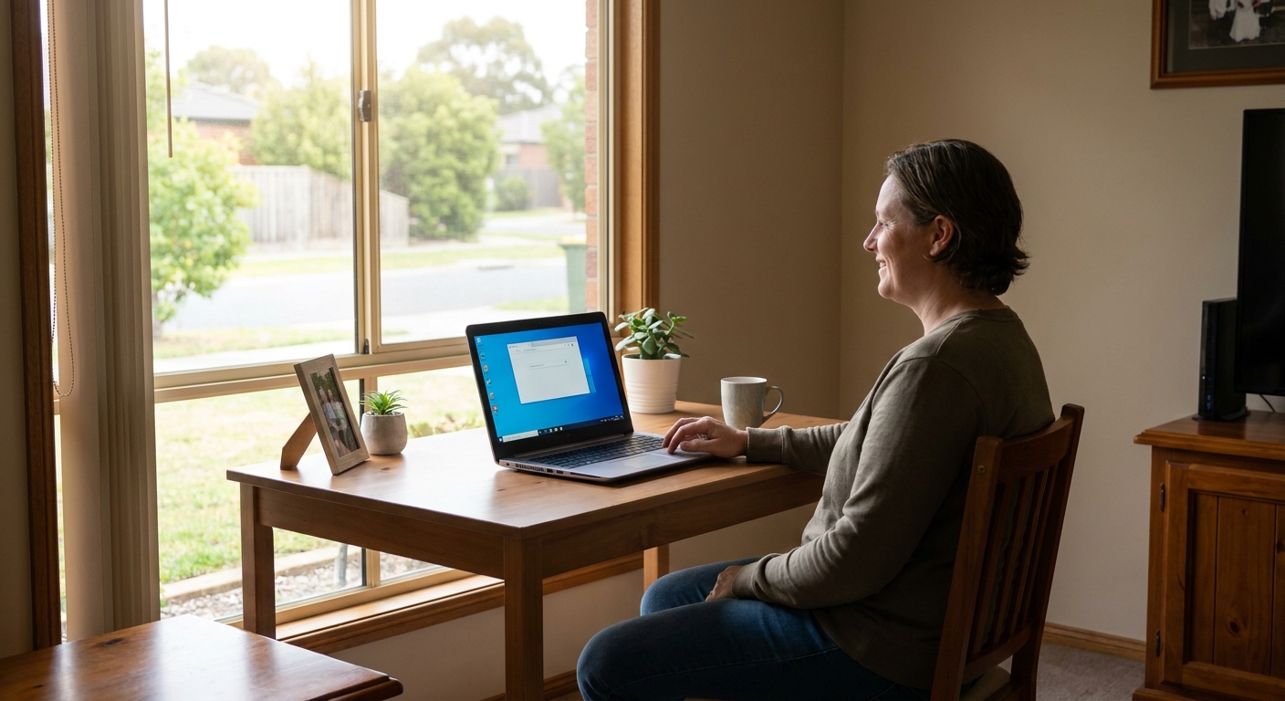 Computer cleaning in Cranbourne North (3977) — a local resident at home with a clean, fast, dust-free computer running cool and quiet