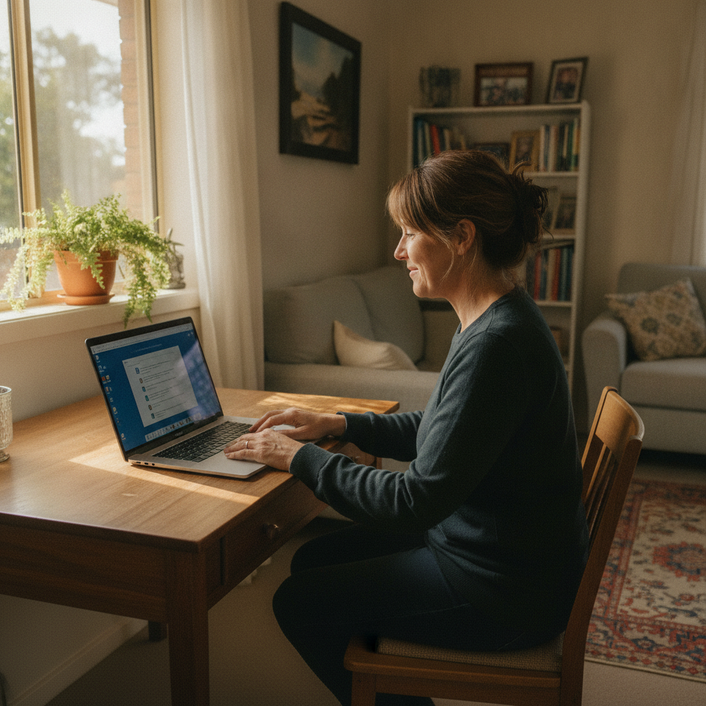 Professional computer clean-out in Cranebrook (2749) — a happy New South Wales resident at home with a spotless, fast, quiet machine