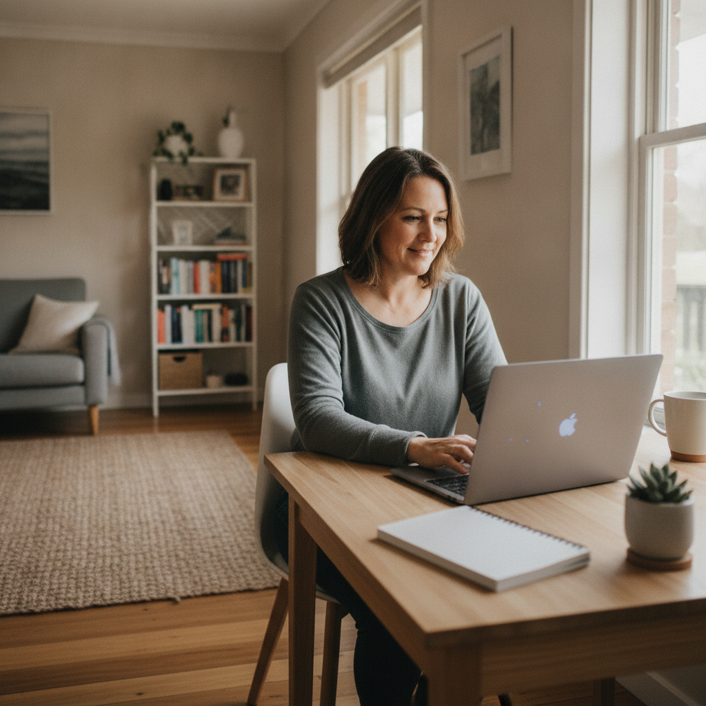 Professional computer clean-out in Crawley (6009) — a happy Western Australia resident at home with a spotless, fast, quiet machine