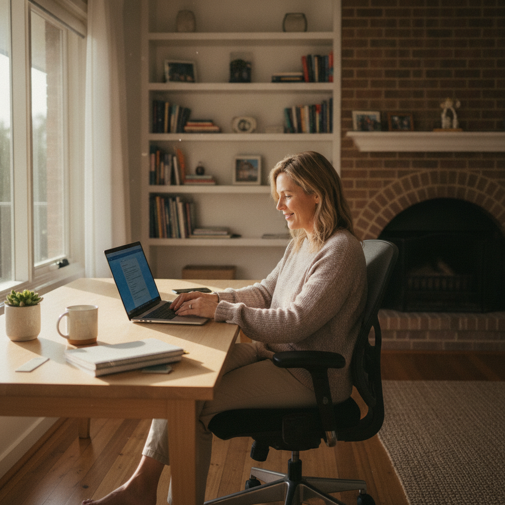 Professional computer clean-out in Crestwood (2620) — a happy New South Wales resident at home with a spotless, fast, quiet machine