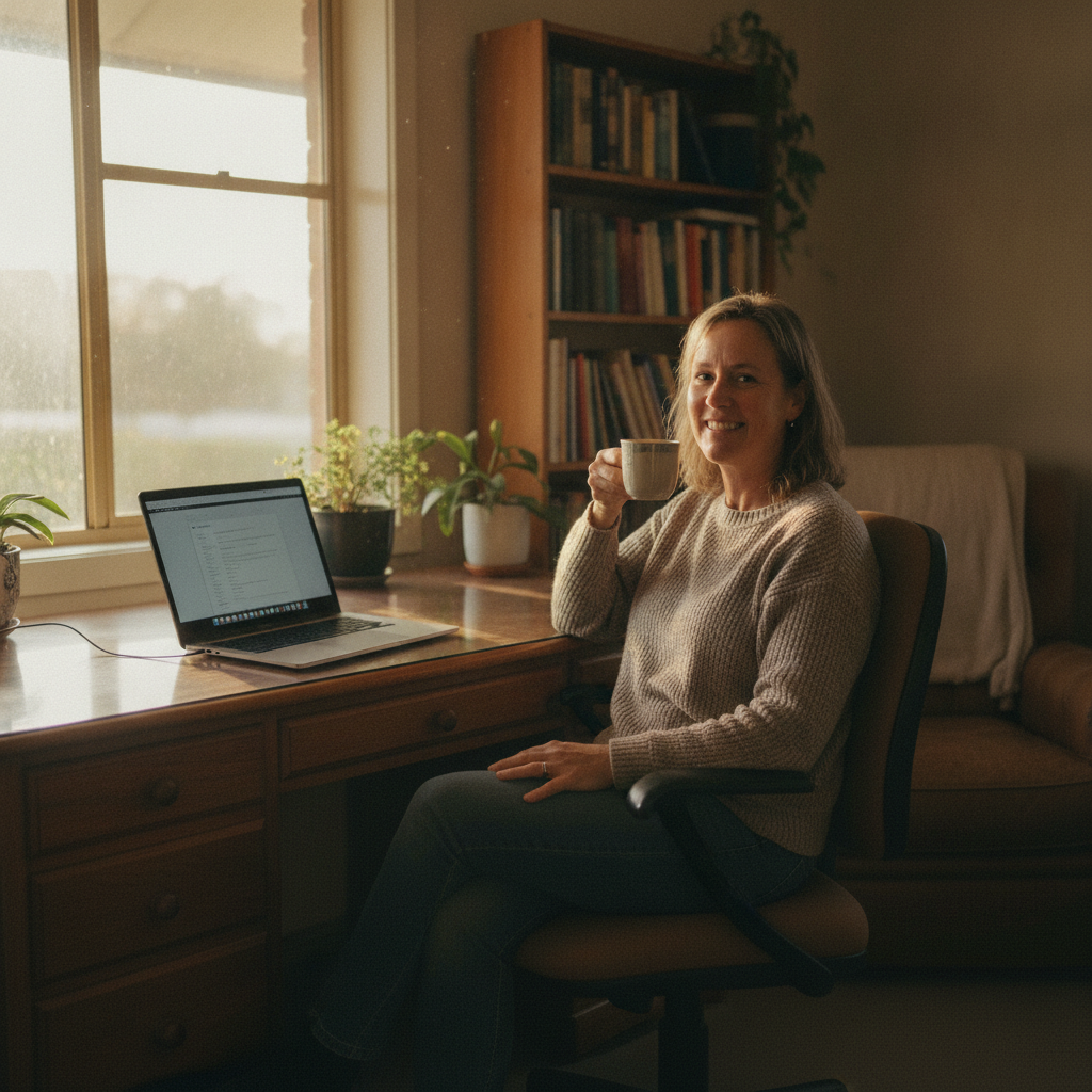 Professional computer clean-out in Crookwell (2583) — a happy New South Wales resident at home with a spotless, fast, quiet machine