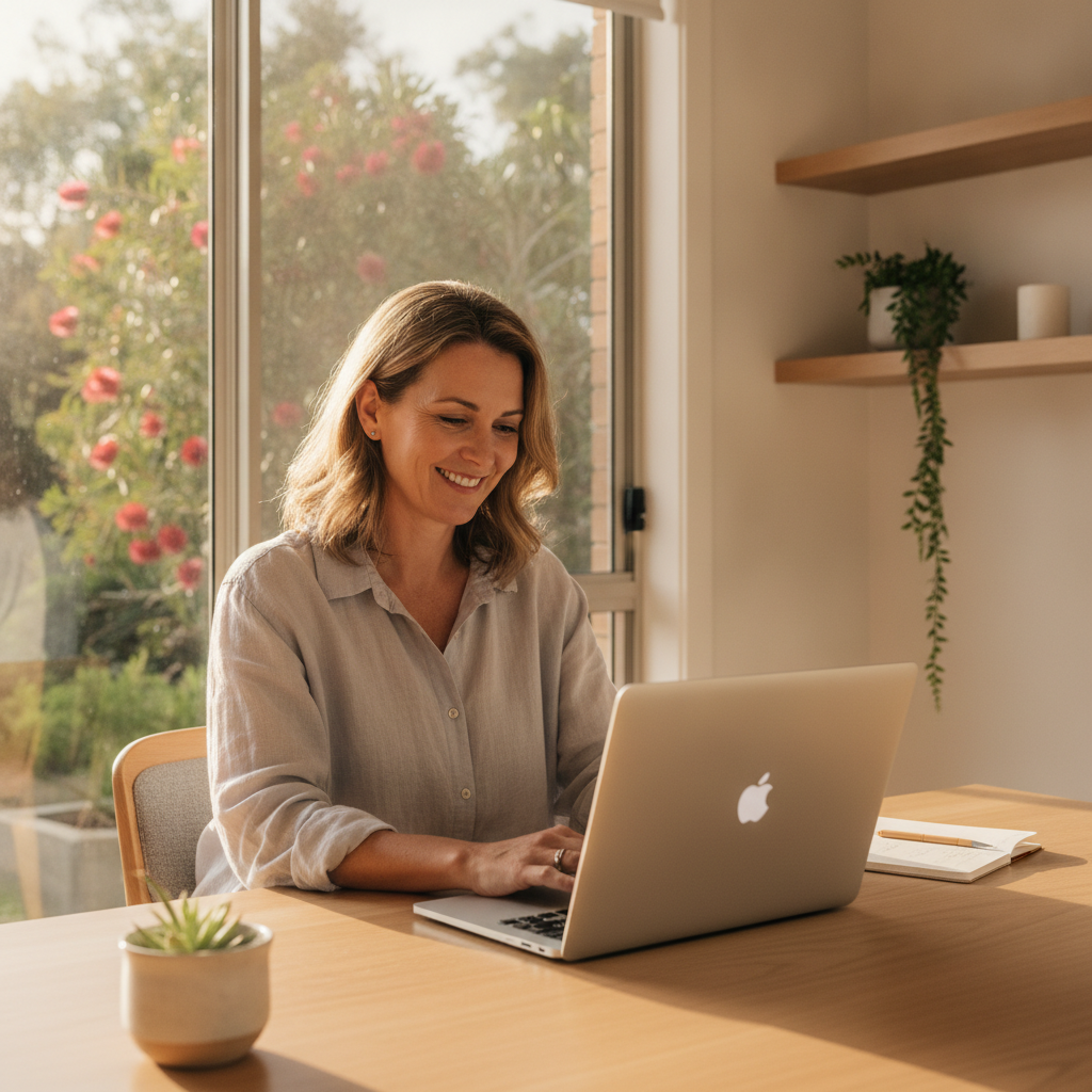 Professional computer clean-out in Cudgen (2487) — a happy New South Wales resident at home with a spotless, fast, quiet machine