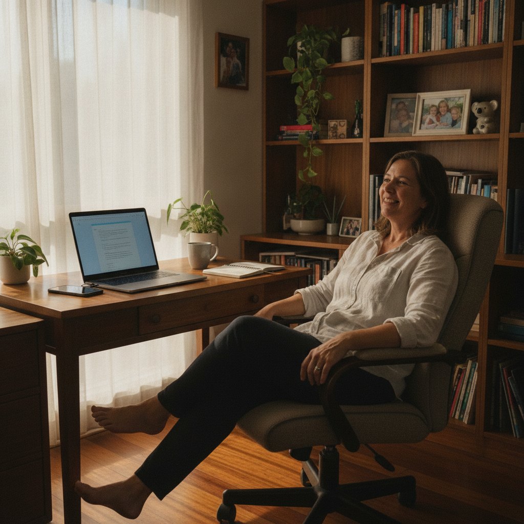 Professional computer clean-out in Daisy Hill (4127) — a happy Queensland resident at home with a spotless, fast, quiet machine