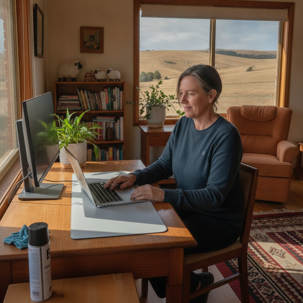 Computer cleaning in Dalgety (2628) — a local resident at home with a clean, fast, dust-free computer running cool and quiet