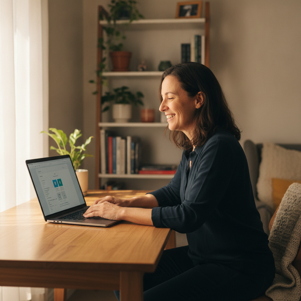 Professional computer clean-out in Darlington (2330) — a happy New South Wales resident at home with a spotless, fast, quiet machine