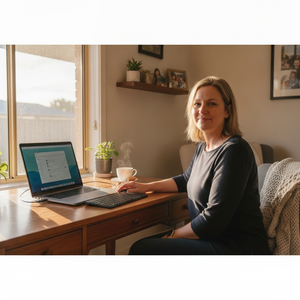 Professional computer clean-out in Davoren Park North (5113) — a happy South Australia resident at home with a spotless, fast, quiet machine