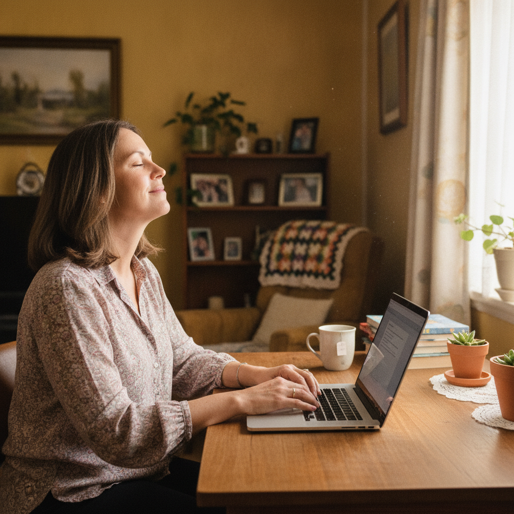 Professional computer clean-out in Davoren Park South (5113) — a happy South Australia resident at home with a spotless, fast, quiet machine