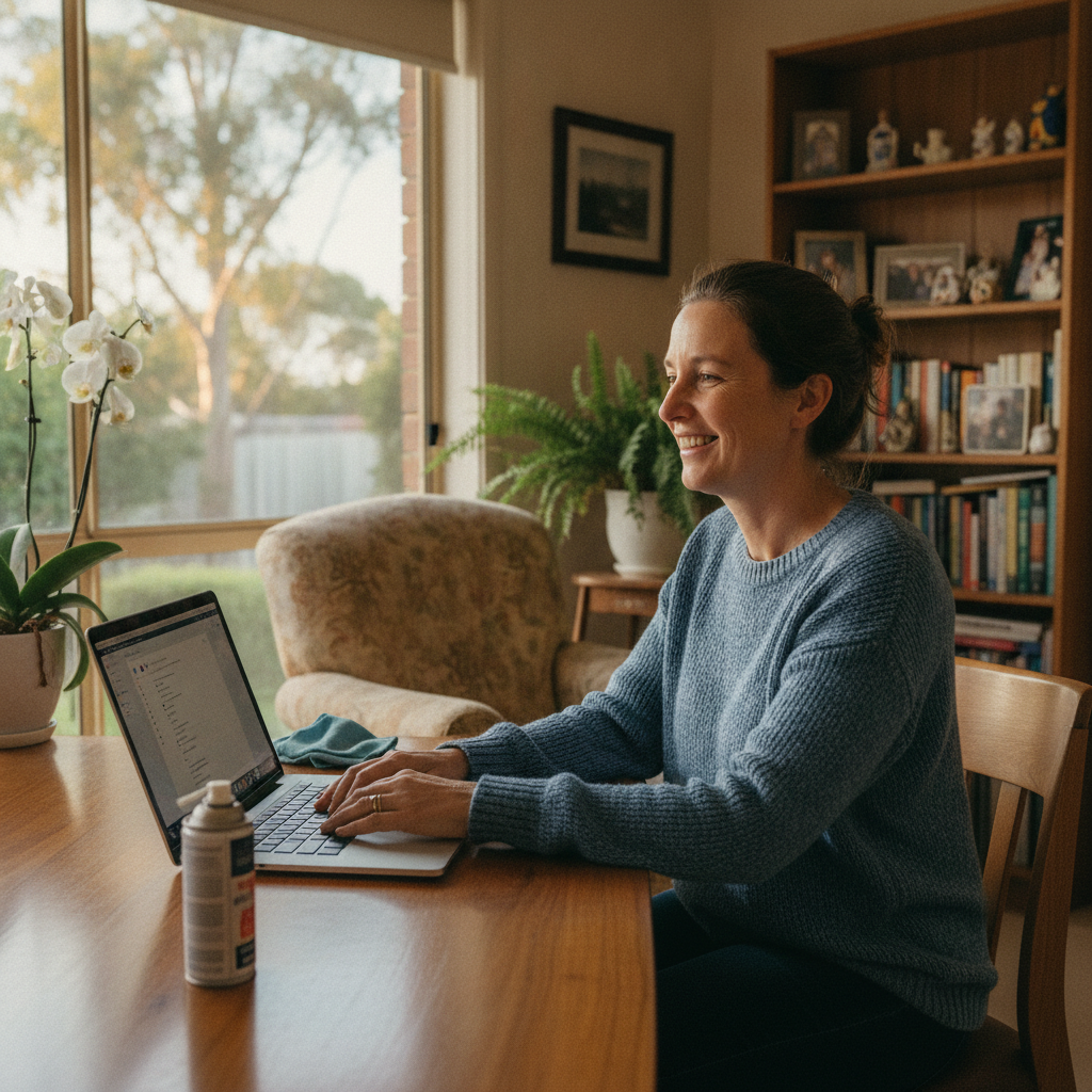 Computer cleaning in Denistone (2114) — a local resident at home with a clean, fast, dust-free computer running cool and quiet