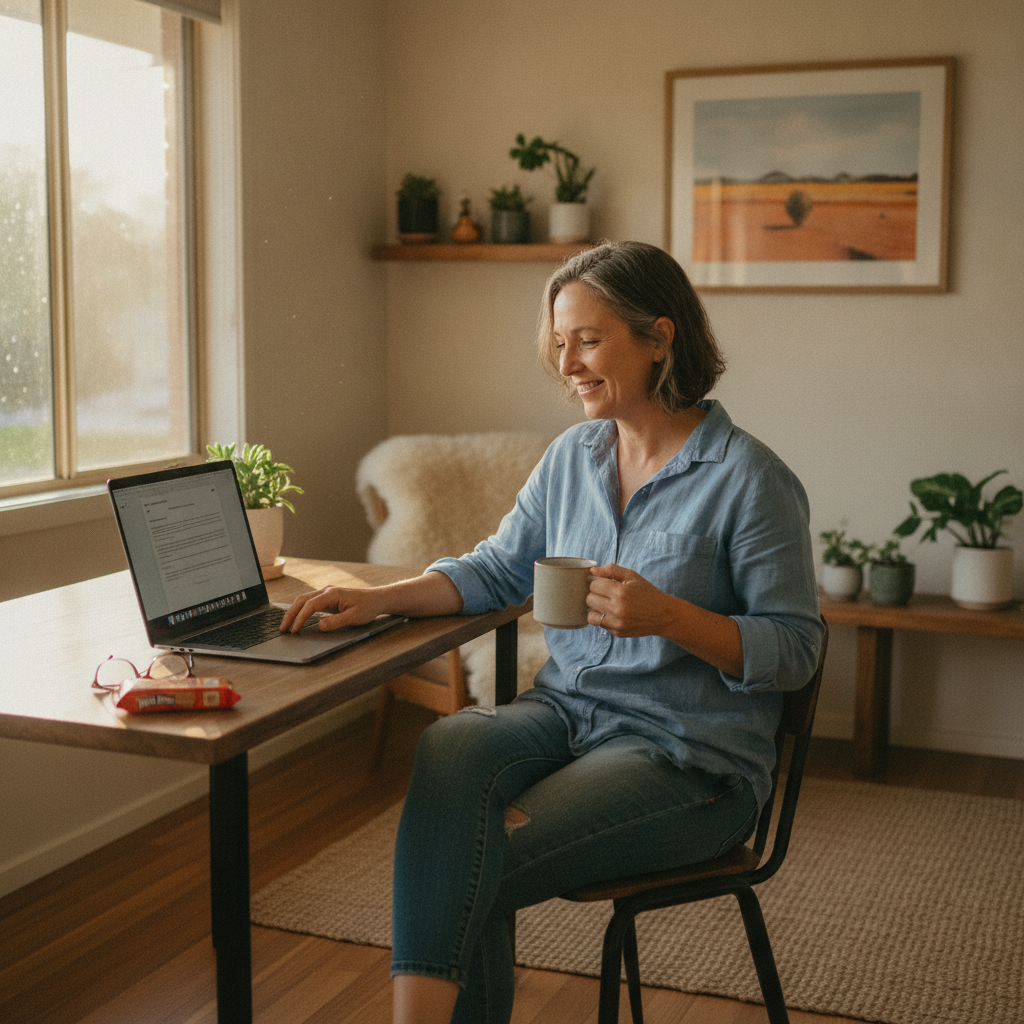 Professional computer clean-out in Dickygundi (2830) — a happy New South Wales resident at home with a spotless, fast, quiet machine
