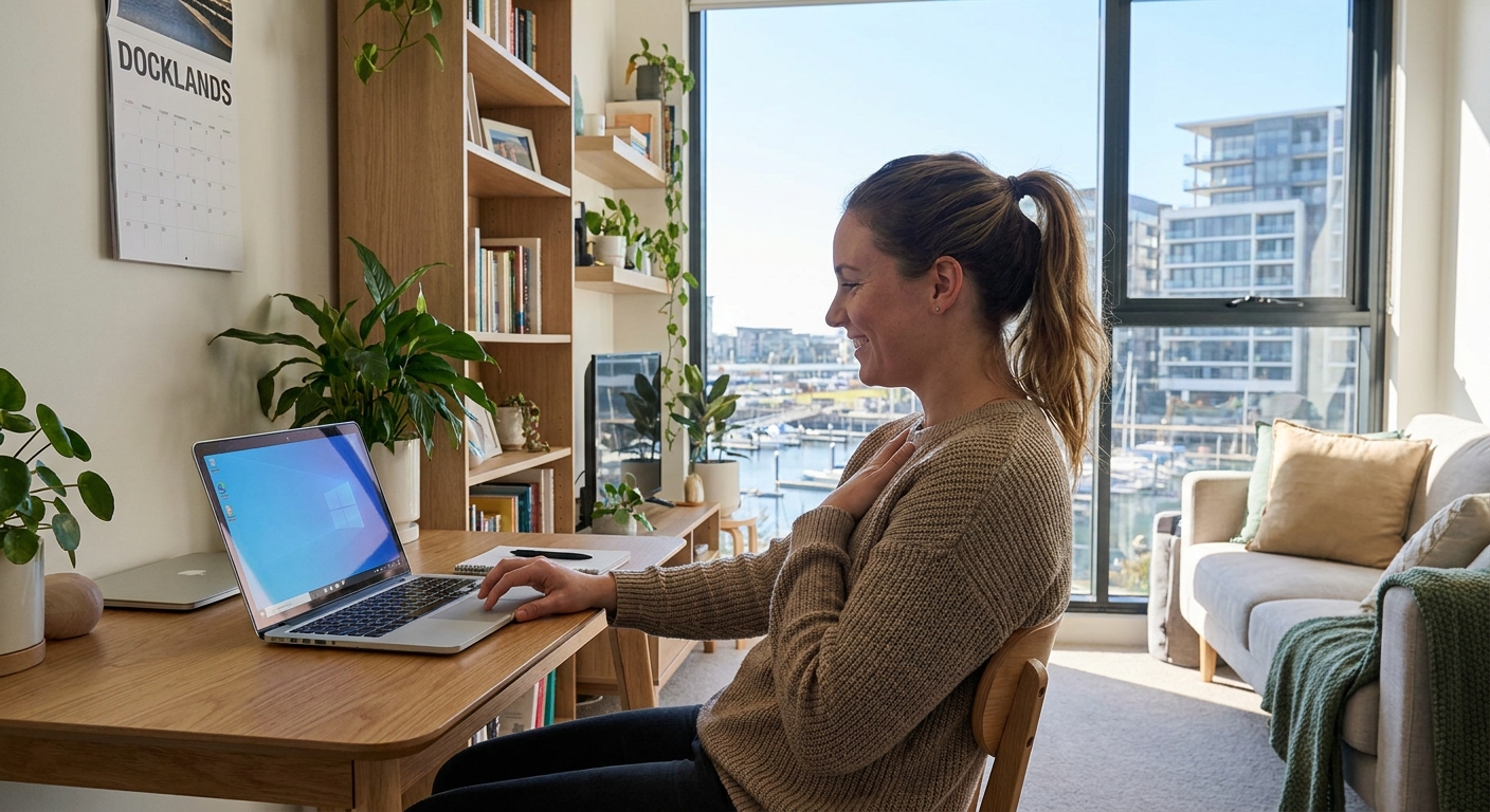 Computer cleaning in Docklands (3008) — a local resident at home with a clean, fast, dust-free computer running cool and quiet