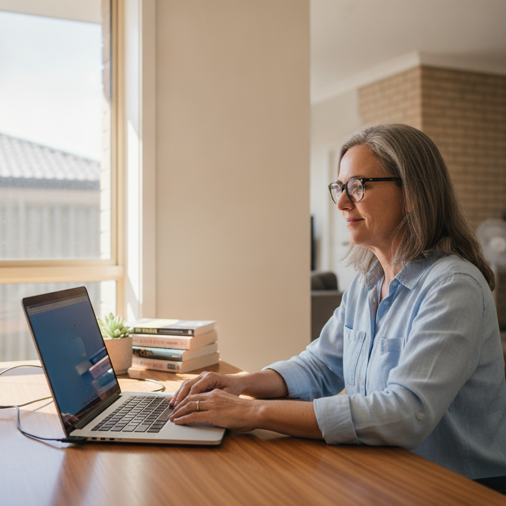 Professional computer clean-out in Doolandella (4077) — a happy Queensland resident at home with a spotless, fast, quiet machine