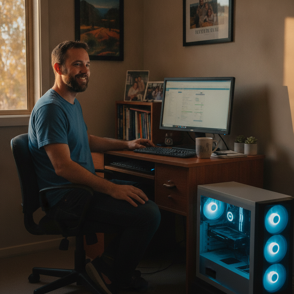 Computer cleaning in Doonside (2767) — a local resident at home with a clean, fast, dust-free computer running cool and quiet