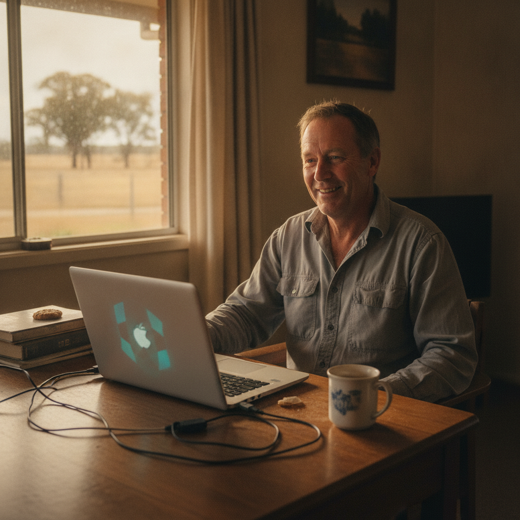 Professional computer clean-out in Doyles Creek (2330) — a happy New South Wales resident at home with a spotless, fast, quiet machine