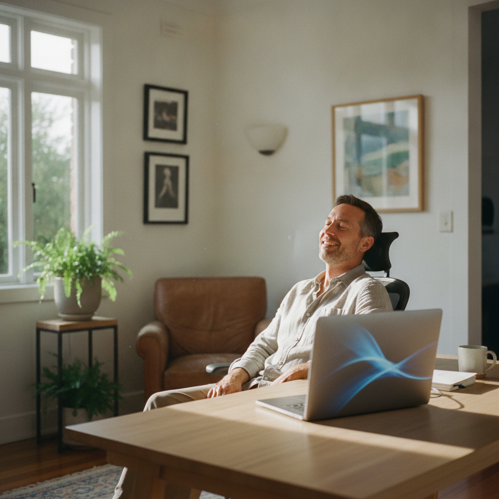 Professional computer clean-out in Drummoyne (2047) — a happy New South Wales resident at home with a spotless, fast, quiet machine