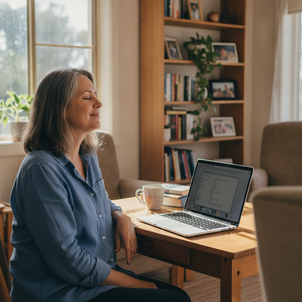 Professional computer clean-out in Dumaresq (2350) — a happy New South Wales resident at home with a spotless, fast, quiet machine