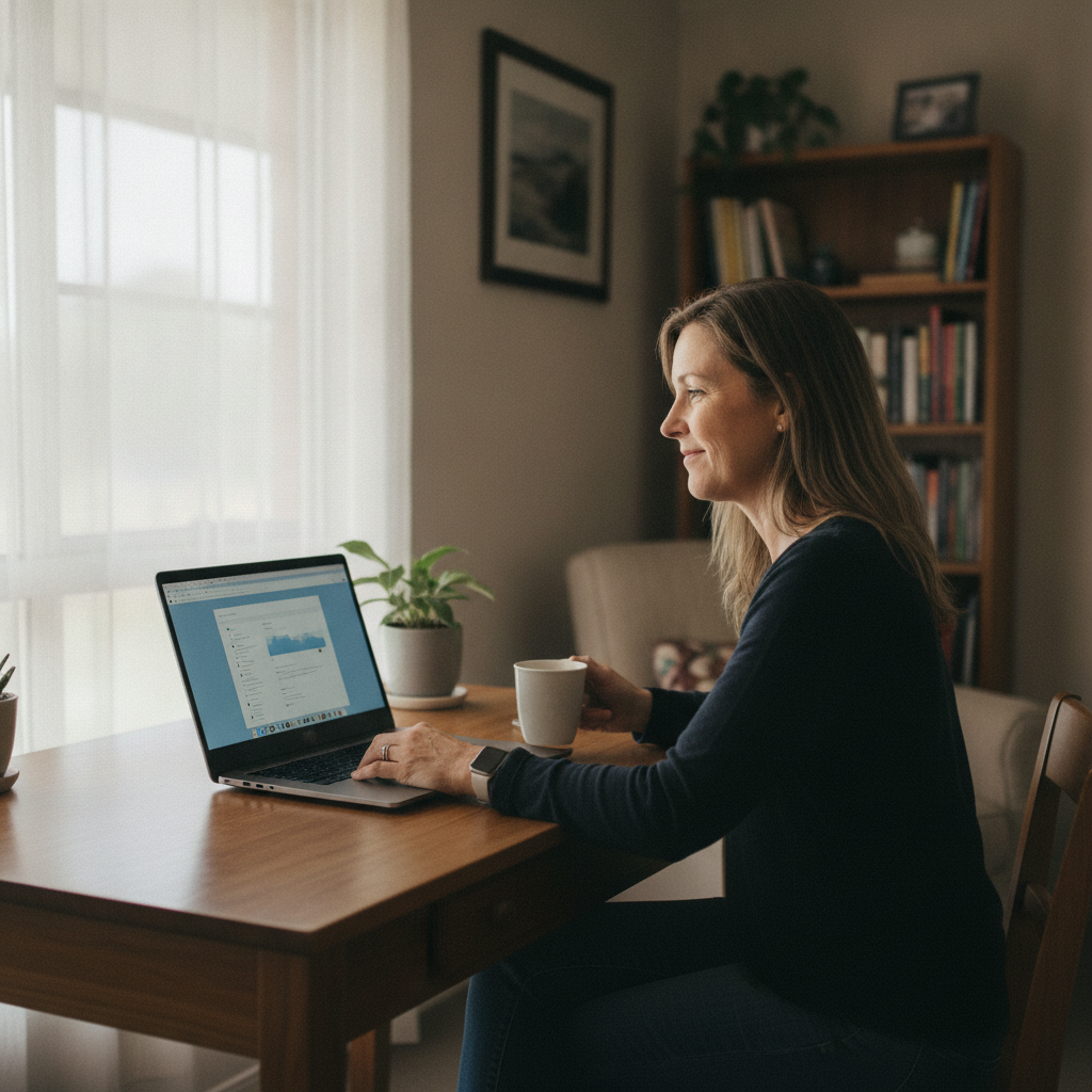 Professional computer clean-out in Duncans Creek (2340) — a happy New South Wales resident at home with a spotless, fast, quiet machine