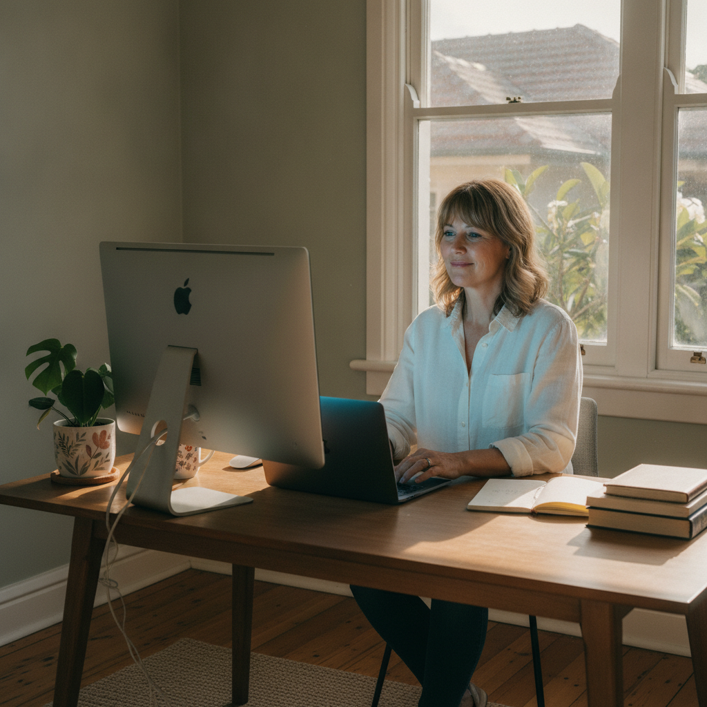 Professional computer clean-out in Dutton Park (4102) — a happy Queensland resident at home with a spotless, fast, quiet machine