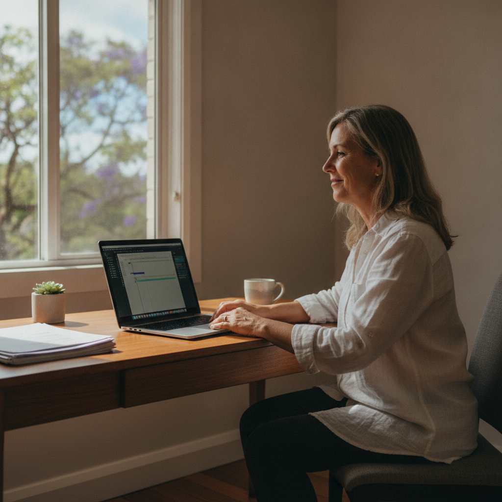 Computer cleaning in East Brisbane (4169) — a local resident at home with a clean, fast, dust-free computer running cool and quiet