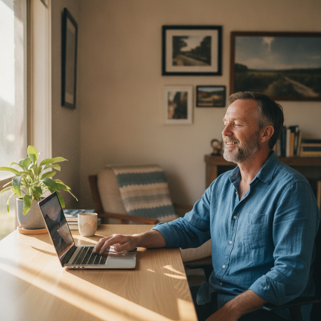 Professional computer clean-out in East Wardell (2477) — a happy New South Wales resident at home with a spotless, fast, quiet machine