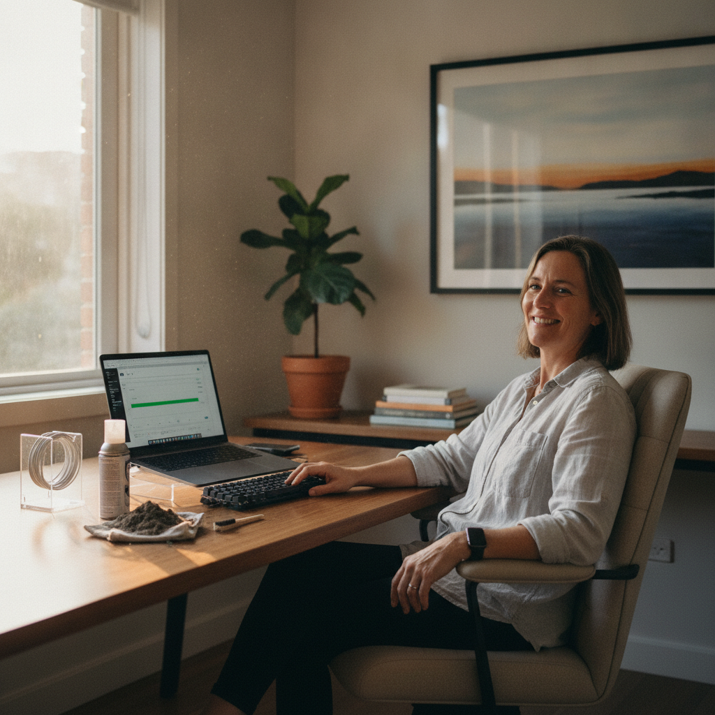 Professional computer clean-out in Edgecliff (2027) — a happy New South Wales resident at home with a spotless, fast, quiet machine