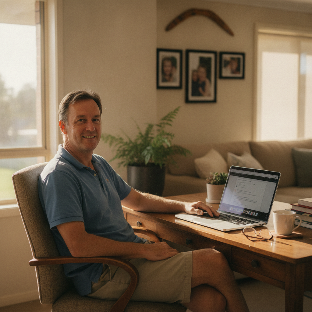 Computer cleaning in Elderslie (2335) — a local resident at home with a clean, fast, dust-free computer running cool and quiet