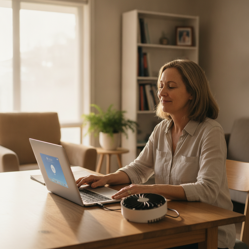 Computer cleaning in Elderslie (2570) — a local resident at home with a clean, fast, dust-free computer running cool and quiet
