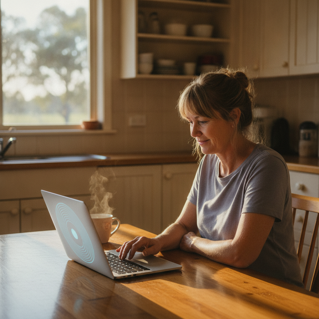 Professional computer clean-out in Elong Elong (2831) — a happy New South Wales resident at home with a spotless, fast, quiet machine