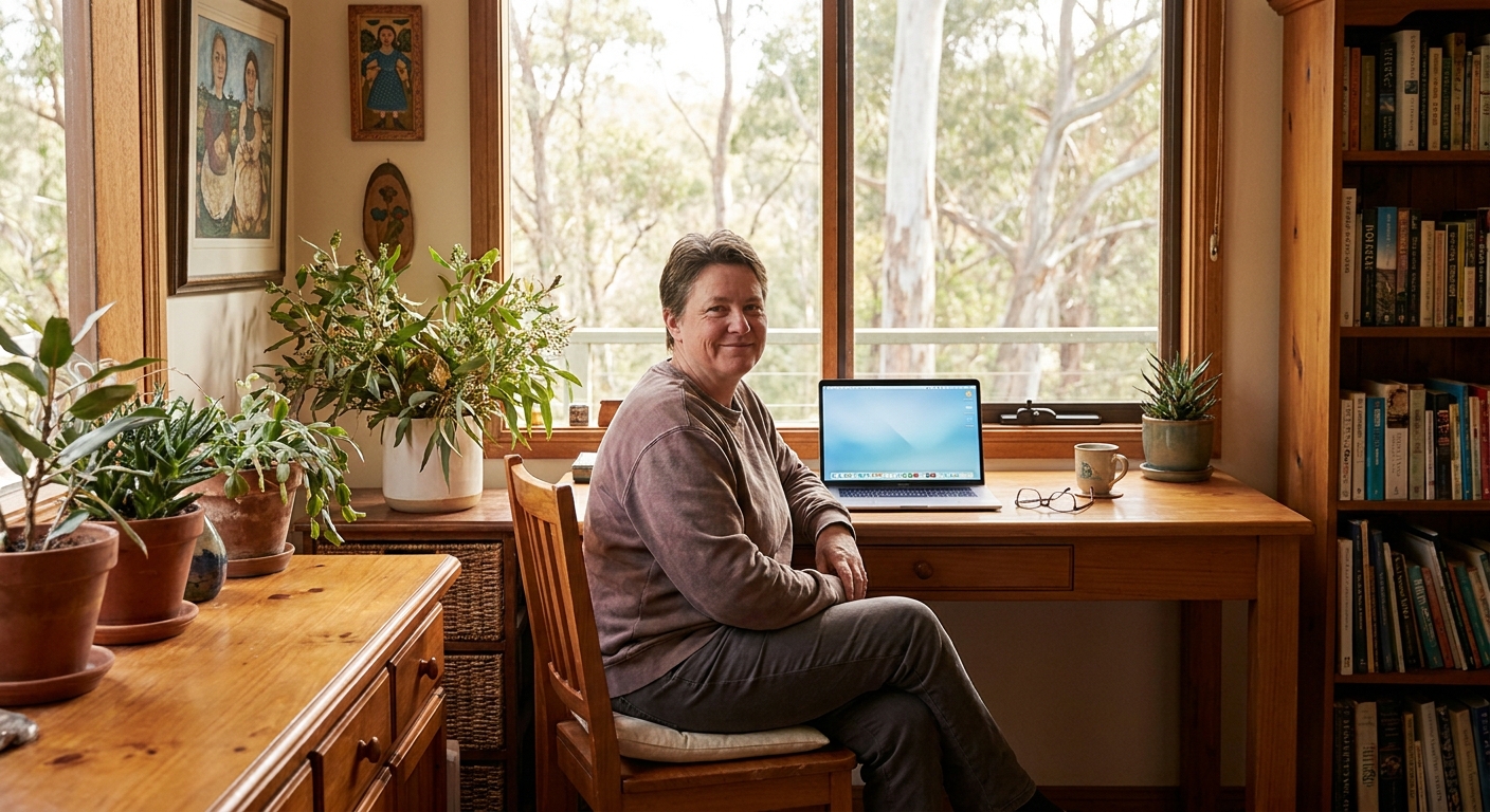 Computer cleaning in Eltham (3095) — a local resident at home with a clean, fast, dust-free computer running cool and quiet