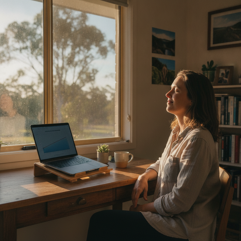 Professional computer clean-out in Empire Vale (2478) — a happy New South Wales resident at home with a spotless, fast, quiet machine