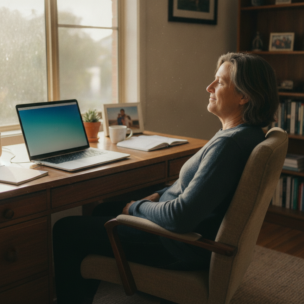 Professional computer clean-out in Epping (1710) — a happy New South Wales resident at home with a spotless, fast, quiet machine